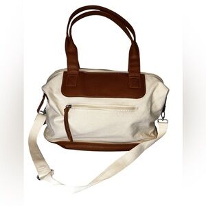 Euc Graf Lantz leather and canvas weekender bag